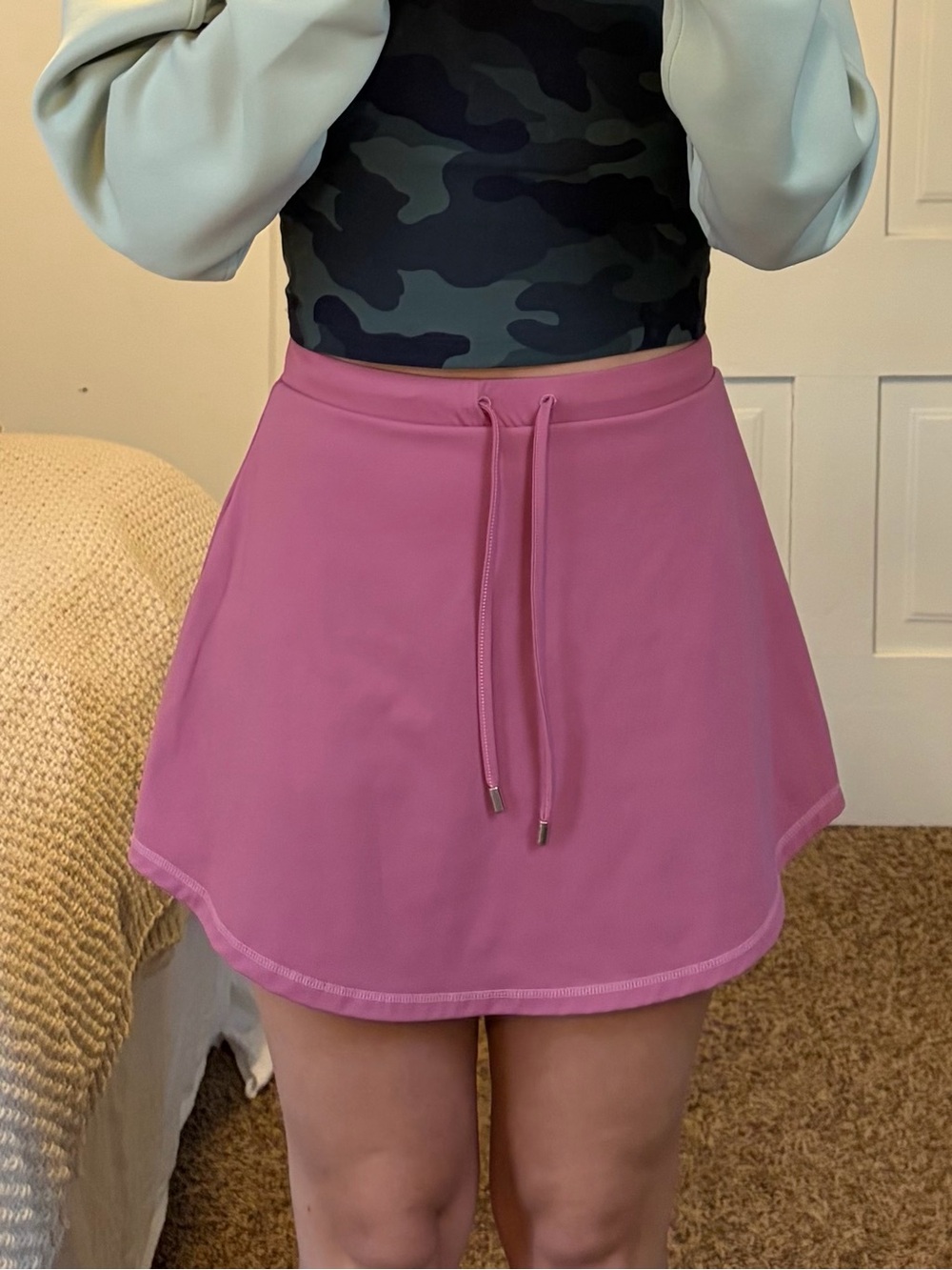 Women's Pink Drawstring Athletic Skirt